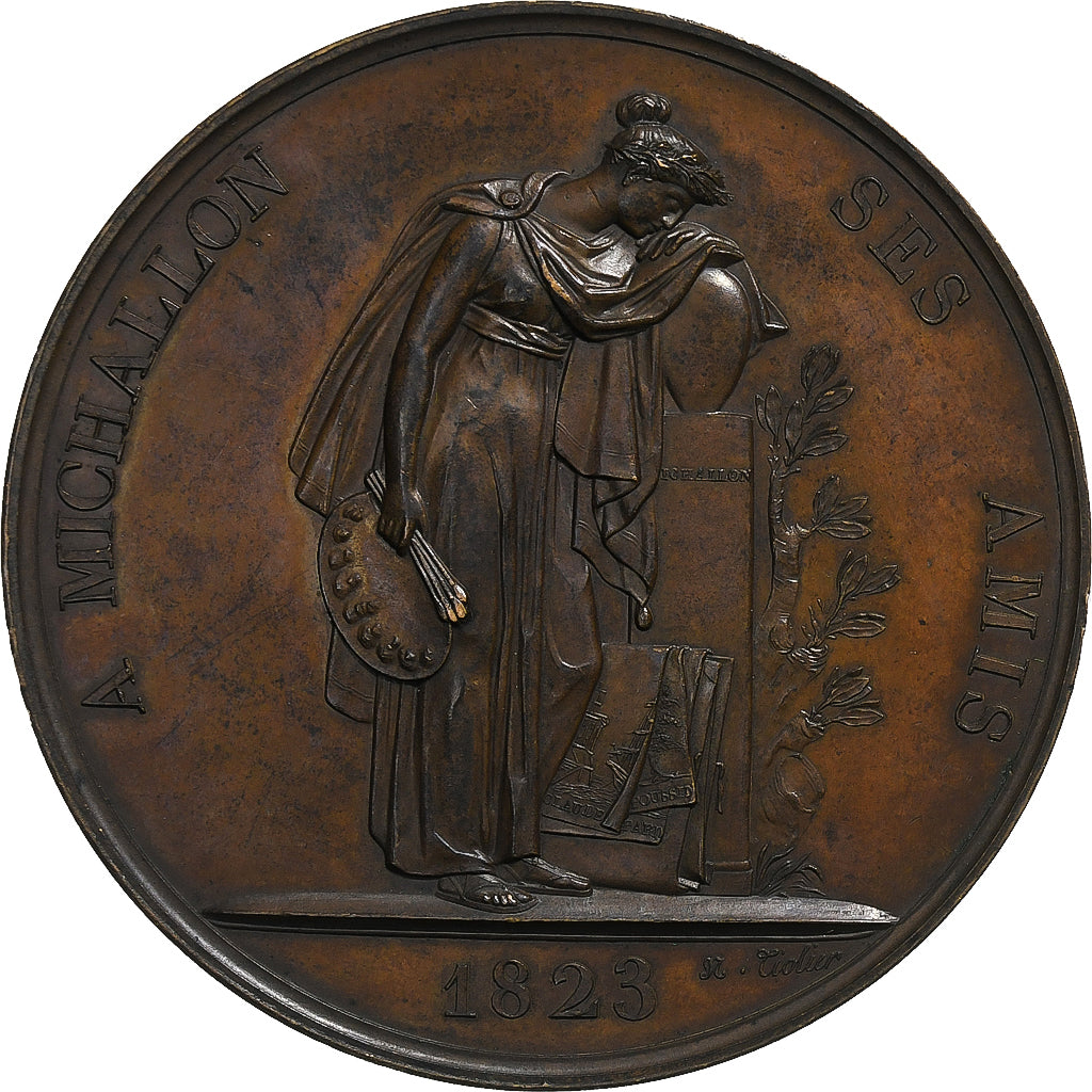 France, Medal, In memory of Michallon, 1823, Copper, Tiolier, AU(55-58)