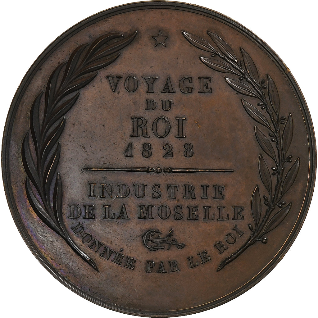 France, Médaille, Charles X, Voyage en Moselle, 1828, Cuivre, Michaut, SUP