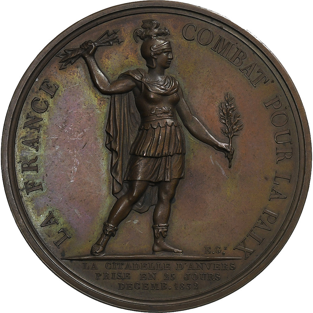 France, Médaille, Louis-Philippe Ier, Siège d'Anvers, 1832, Bronze, Gatteaux