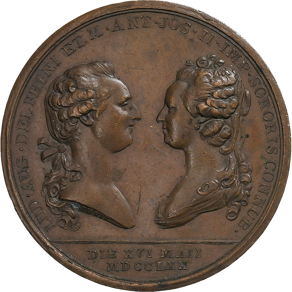 France, Médaille, Mariage du Dauphin, 1770, Cuivre, Duvivier, TTB+