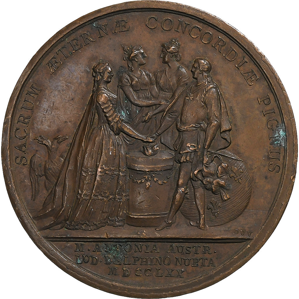 France, Médaille, Mariage du Dauphin, 1770, Cuivre, Duvivier, TTB+