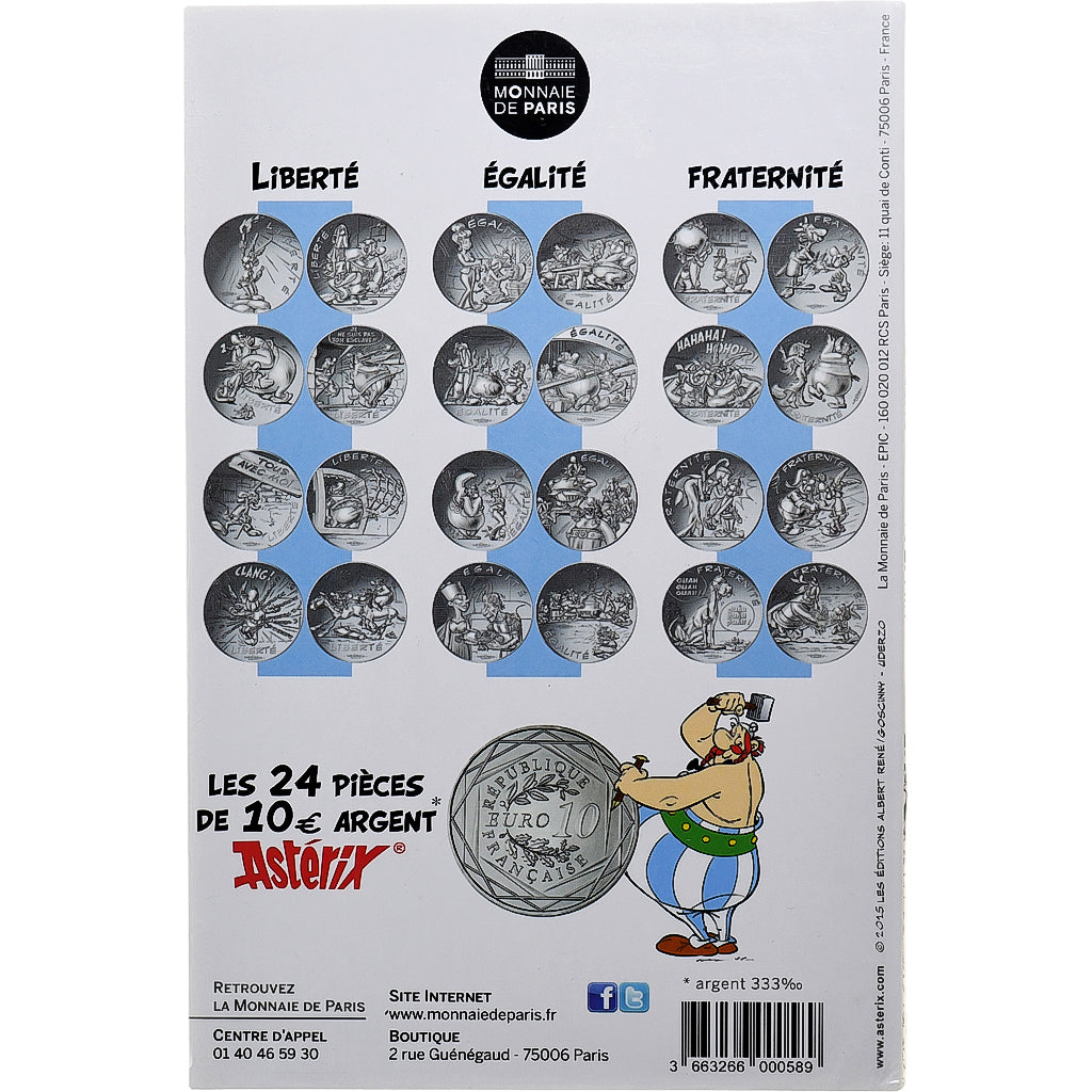 France, 10 Euro, Astérix Liberté (Cadeau de César), 2015, MDP, Silver