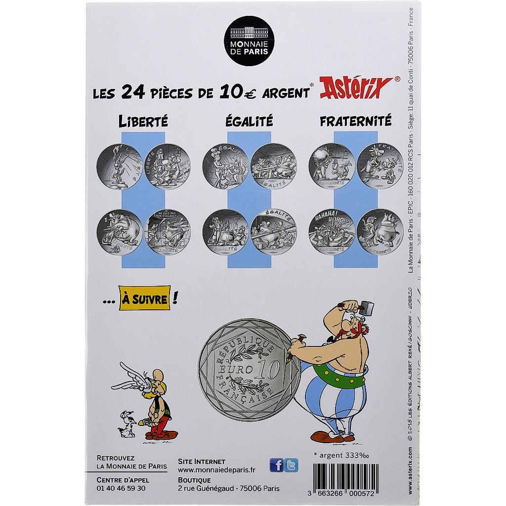 France, 10 Euro, Asterix Liberté (La grande traversée), 2015, MDP, Silver