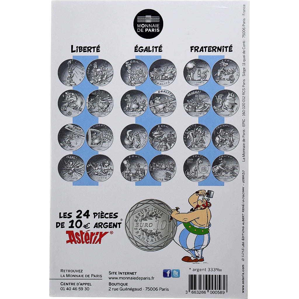 France, 10 Euro, Asterix Liberté La serpe d'or, 2015, MDP, Argent, FDC
