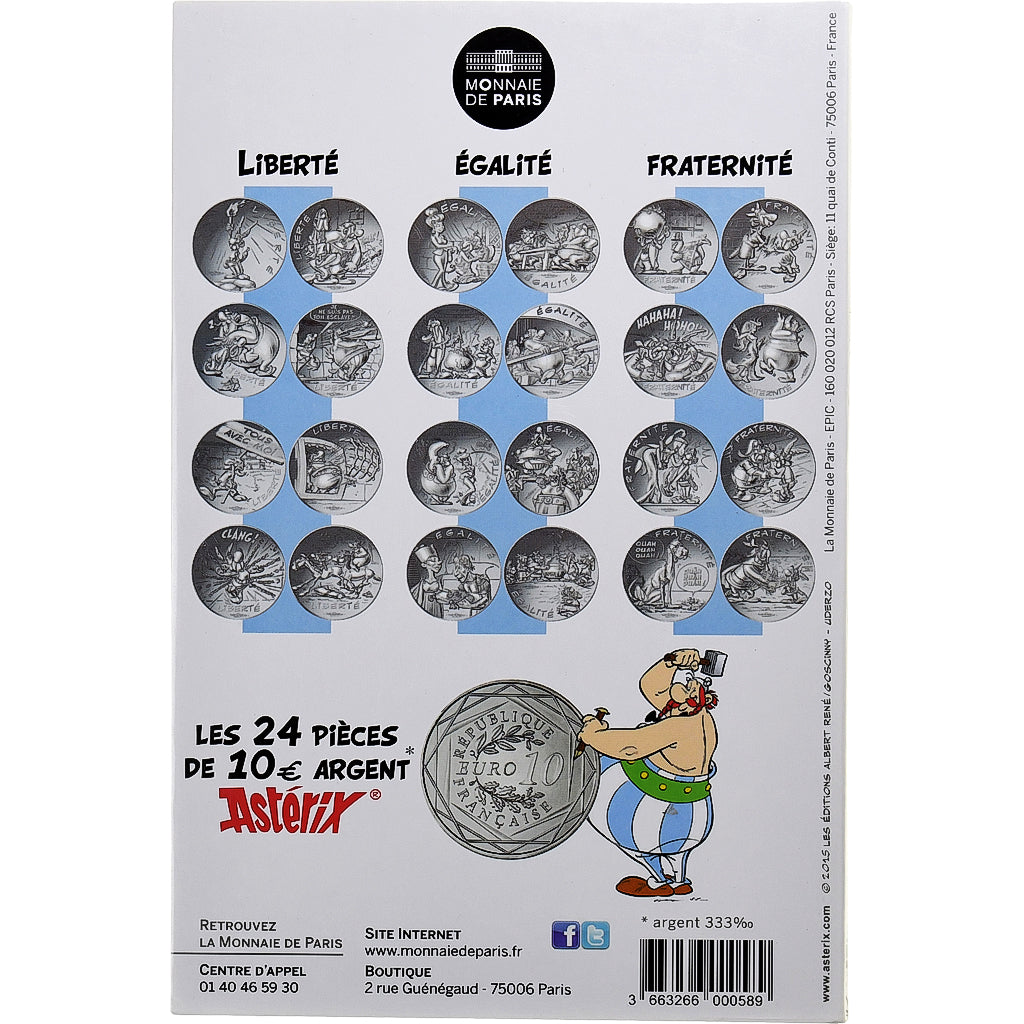 Frankreich, 10 Euro, Astérix Liberté (Le Tour de Gaule), 2015, MDP, Silber