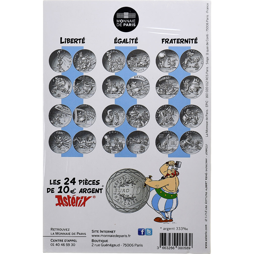 Francja, 10 Euro, Astérix Égalité (Le devin), 2015, MDP, Srebro, MS(65-70)