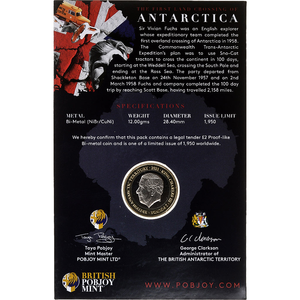 British Antarctic Territory, Charles III, 2 Pounds, 2023, Pobjoy Mint, Proof