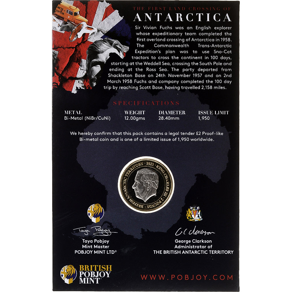 British Antarctic Territory, Charles III, 2 Pounds, 2023, Pobjoy Mint, Proof