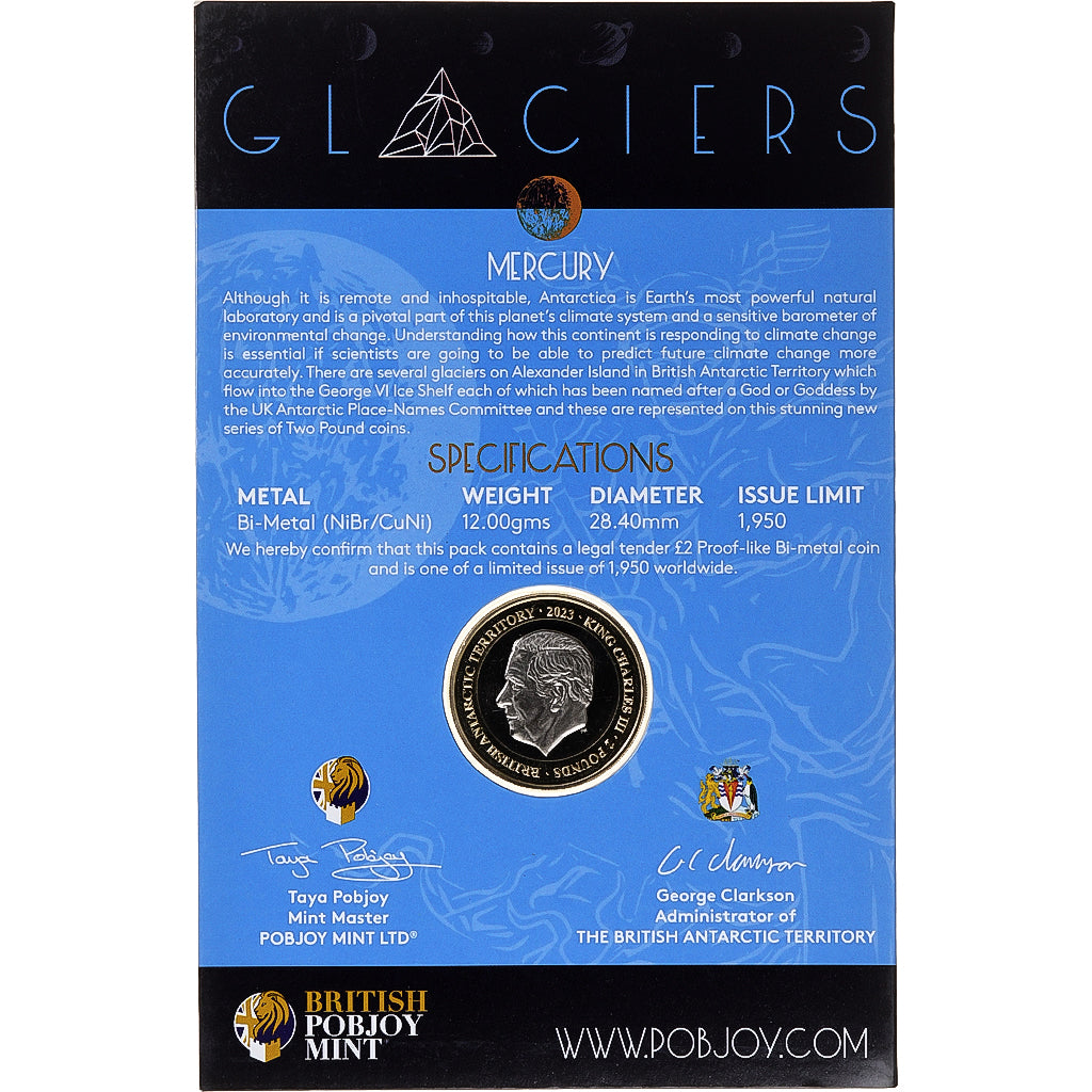British Antarctic Territory, Charles III, 2 Pounds, Glaciers - Mercury, 2023