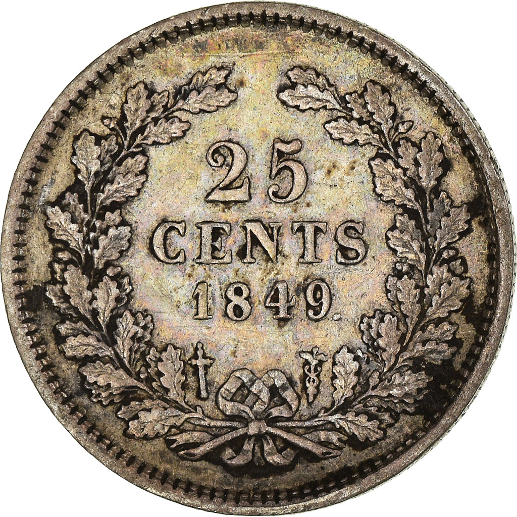 Moeda, Países Baixos, William II, 25 Cents, 1849, Utrecht, EF(40-45), Prata