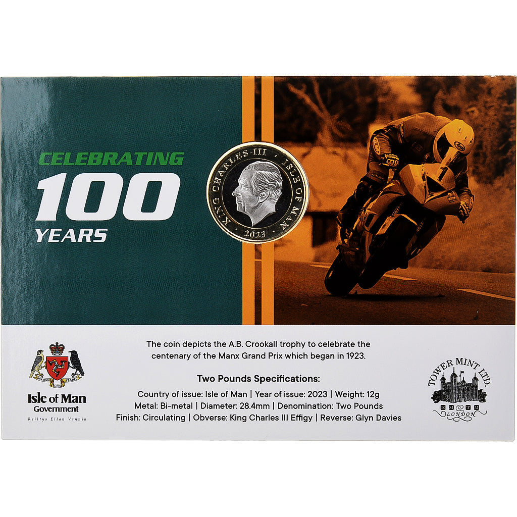 Eiland Man, Charles III, 2 Pounds, 100th Anniversary - MGP, 2023, Tower mint