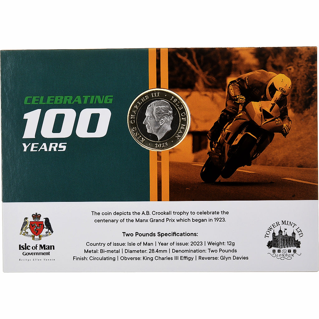 Isle of Man, Charles III, 2 Pounds, 100th Anniversary - MGP, 2023, Tower mint