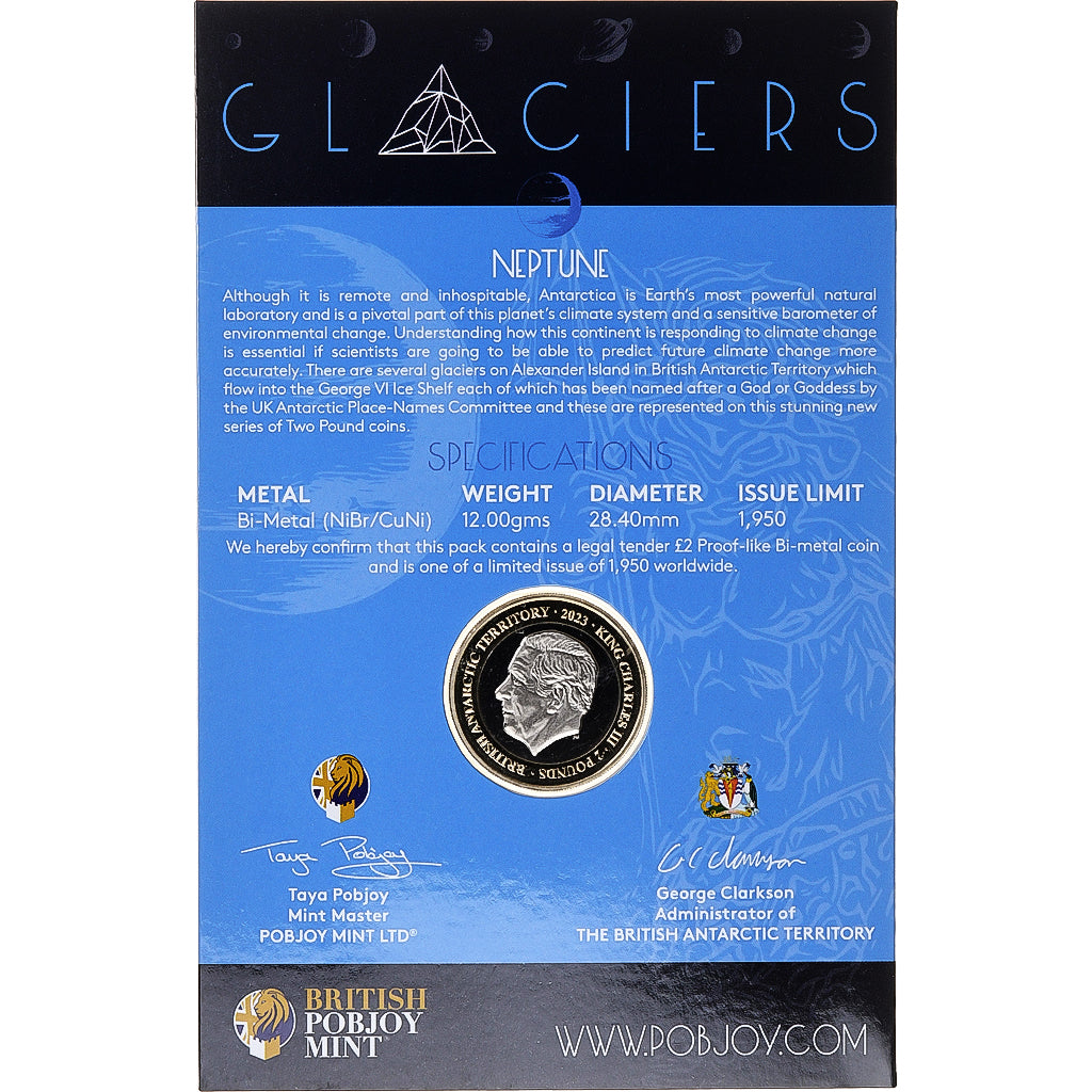 British Antarctic Territory, Charles III, 2 Pounds, Glaciers - Neptune, 2023