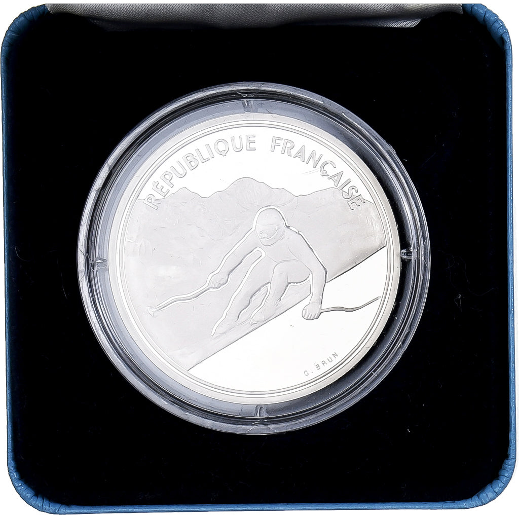 France, 100 Francs, 1992 Olympics, Albertville, Alpine Skiing, 1989, MDP, Proof