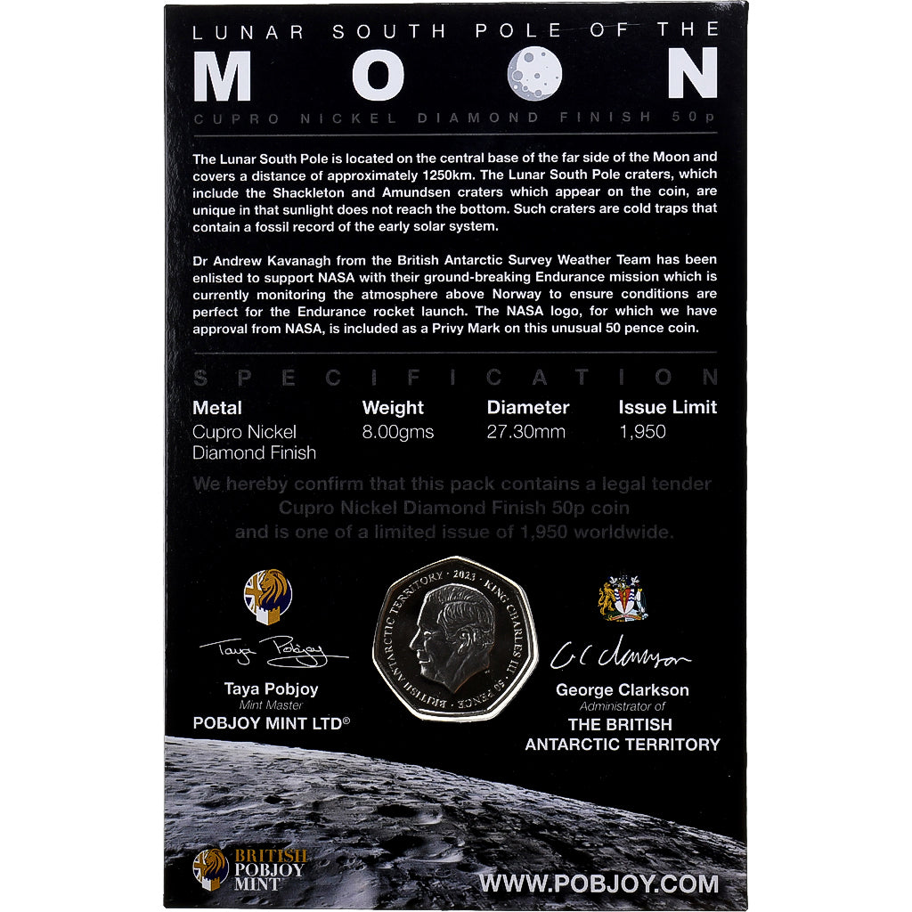 British Antarctic Territory, Charles III, 50 Pence, Moon, 2023, Pobjoy Mint