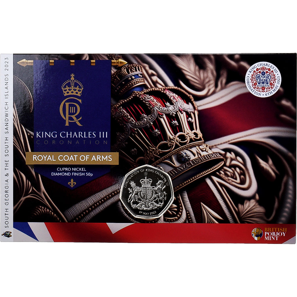 South Georgia & the South Sandwich Islands, Charles III, 50 Pence, Coat of Arms