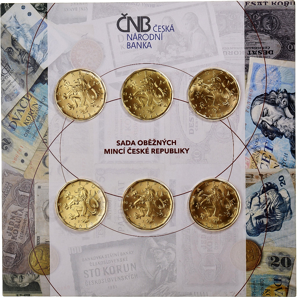 Czech Republic, Set 6x20 Kč, 2018-2019, Česká mincovna, Brass plated steel
