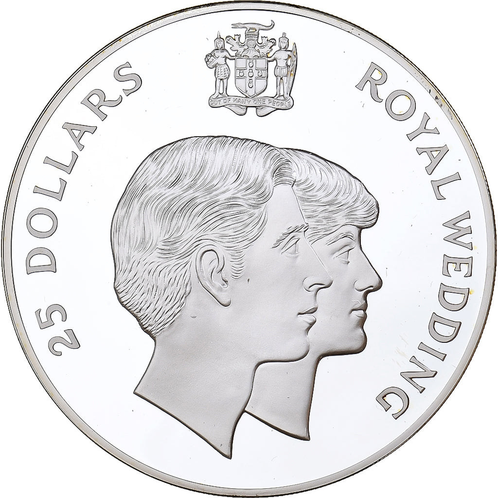 Jamaïque, Elizabeth II, 25 Dollars, Royal Wedding, 1981, Llantrisant, BE