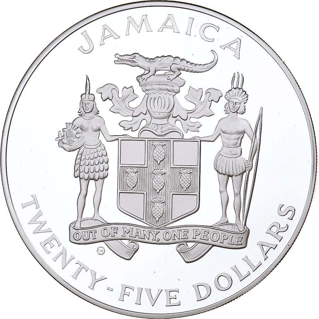 Jamaica, Elizabeth II, 25 Dollars, World Cup, 1982, Balerna, Proof, Silver