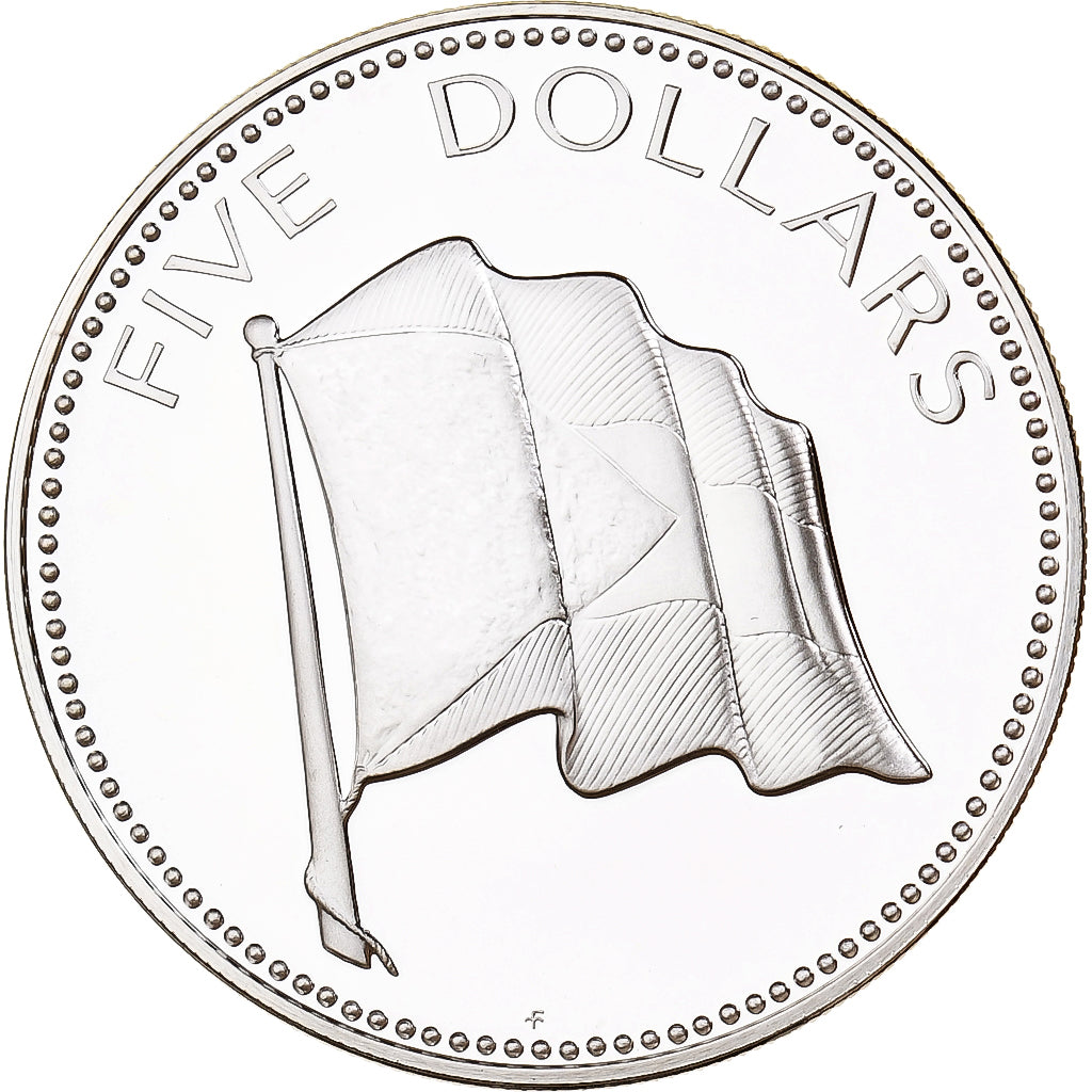 Bahamas, Elizabeth II, 5 Dollars, 1975, Franklin Mint, Proof, Silver, MS(65-70)