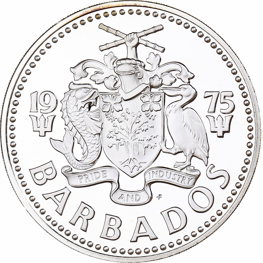 Barbados, Elizabeth II, 10 Dollars, 1975, Franklin Mint, Proof, Silver