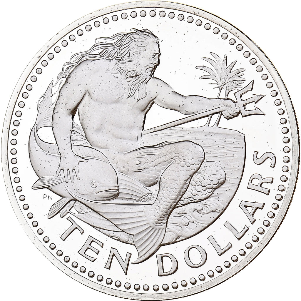 Barbados, Elizabeth II, 10 Dollars, 1975, Franklin Mint, Proof, Silver