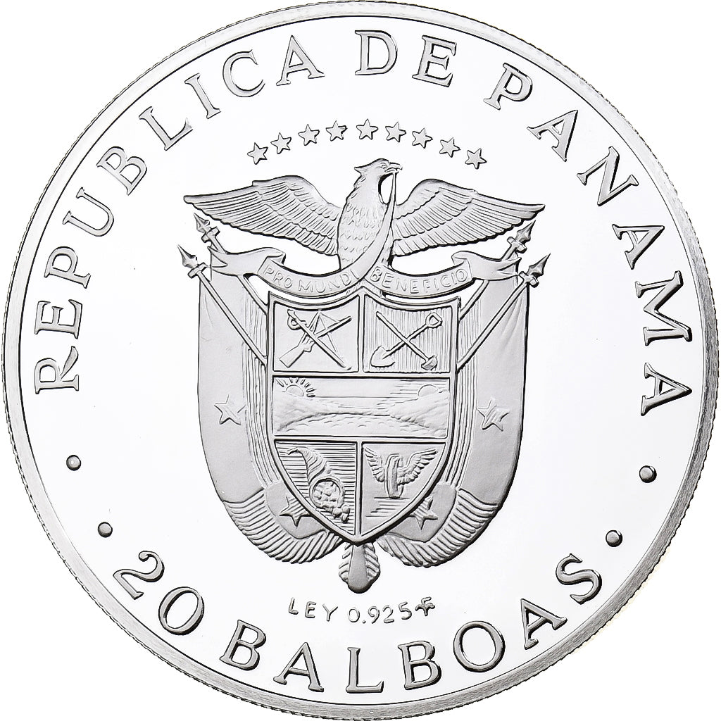Panama, 20 Balboas, 1975, Franklin Mint, Proof, Silver, MS(65-70), KM:31