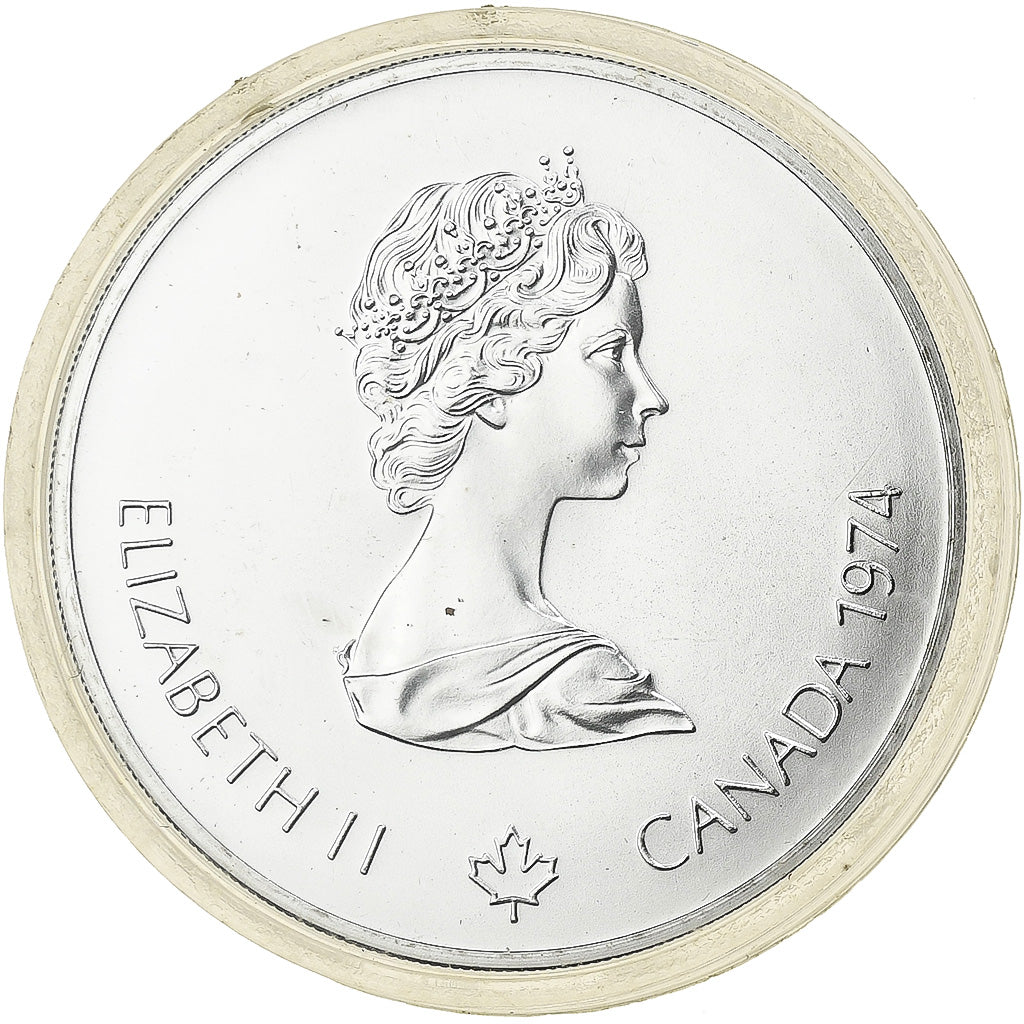 Canada, Elizabeth II, 5 Dollars, 1976 Olympics - Olympic Rings and Wreath, 1974
