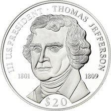 Liberia, 20 Dollars, Thomas Jefferson, 2000, Silber, STGL