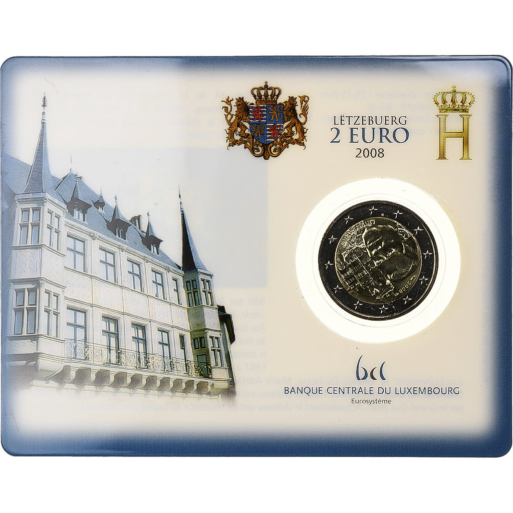 Luxembourg, Henri, 2 Euro, BU, 2008, Pessac, Bimetallic, MS(65-70)