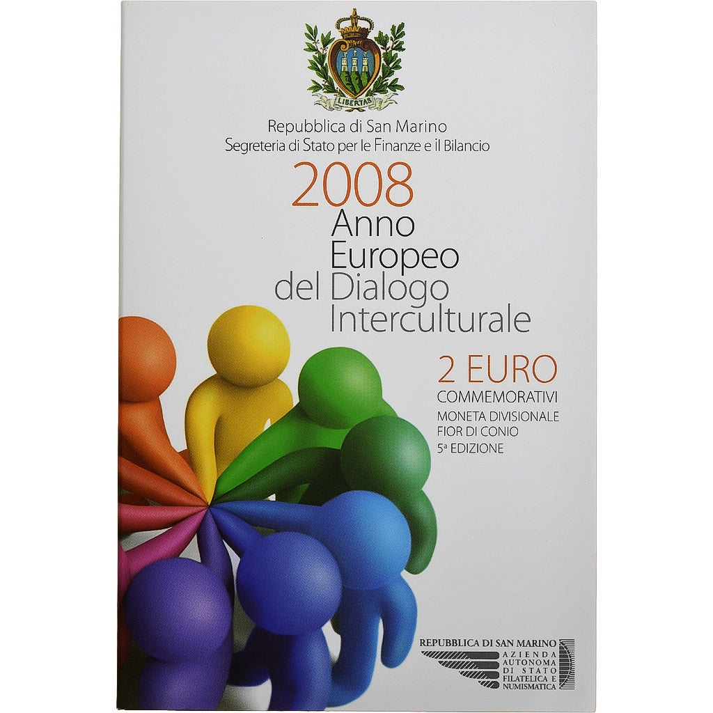 San Marino, 2 Euro, Intercultural Dialogue, 2008, Rome, Bimetallic, MS(65-70)