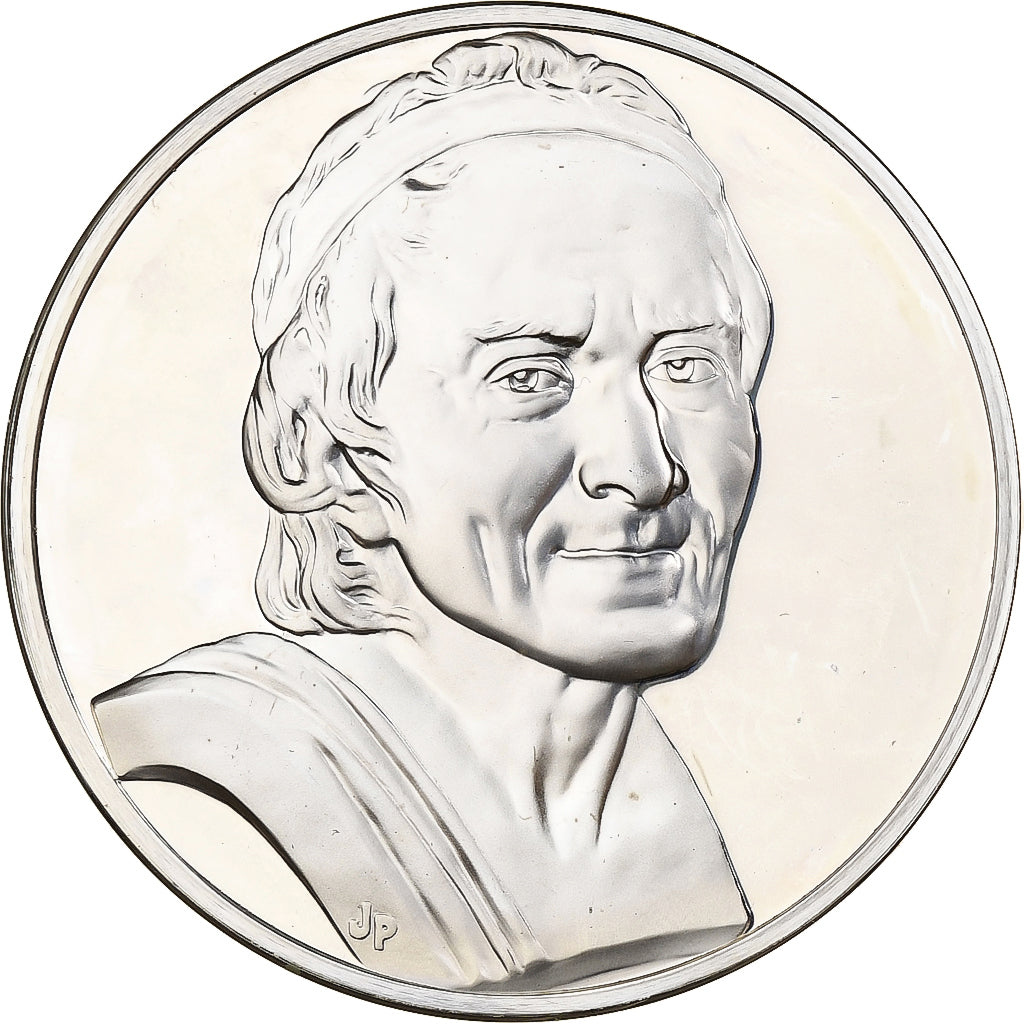 Francja, medal, Buste de Voltaire, Jean Antoine Houdon, 1980, Srebro, Proof