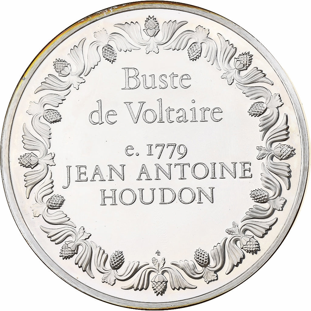 Francja, medal, Buste de Voltaire, Jean Antoine Houdon, 1980, Srebro, Proof