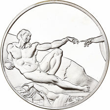 France, Medal, Michel-Ange, la Création d'Adam, 1982, Silver, Proof