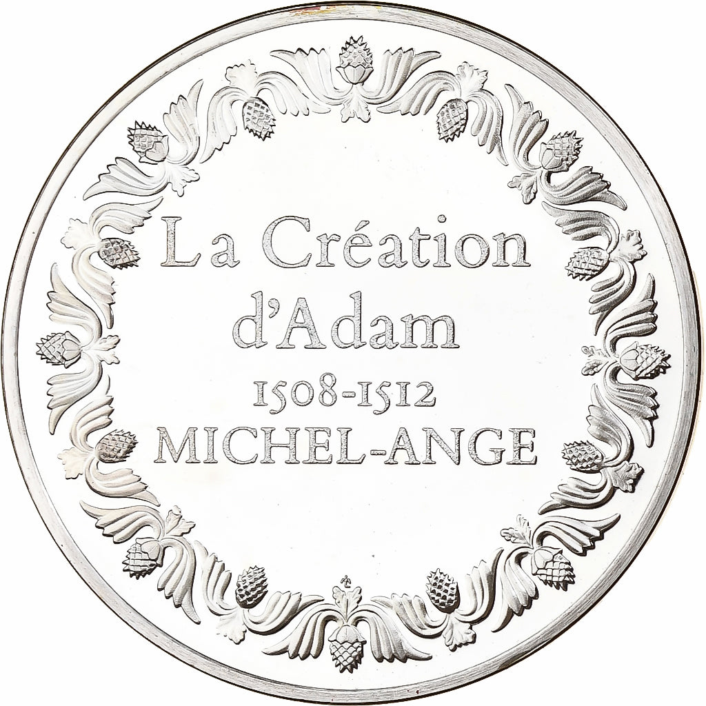 France, Medal, Michel-Ange, la Création d'Adam, 1982, Silver, Proof
