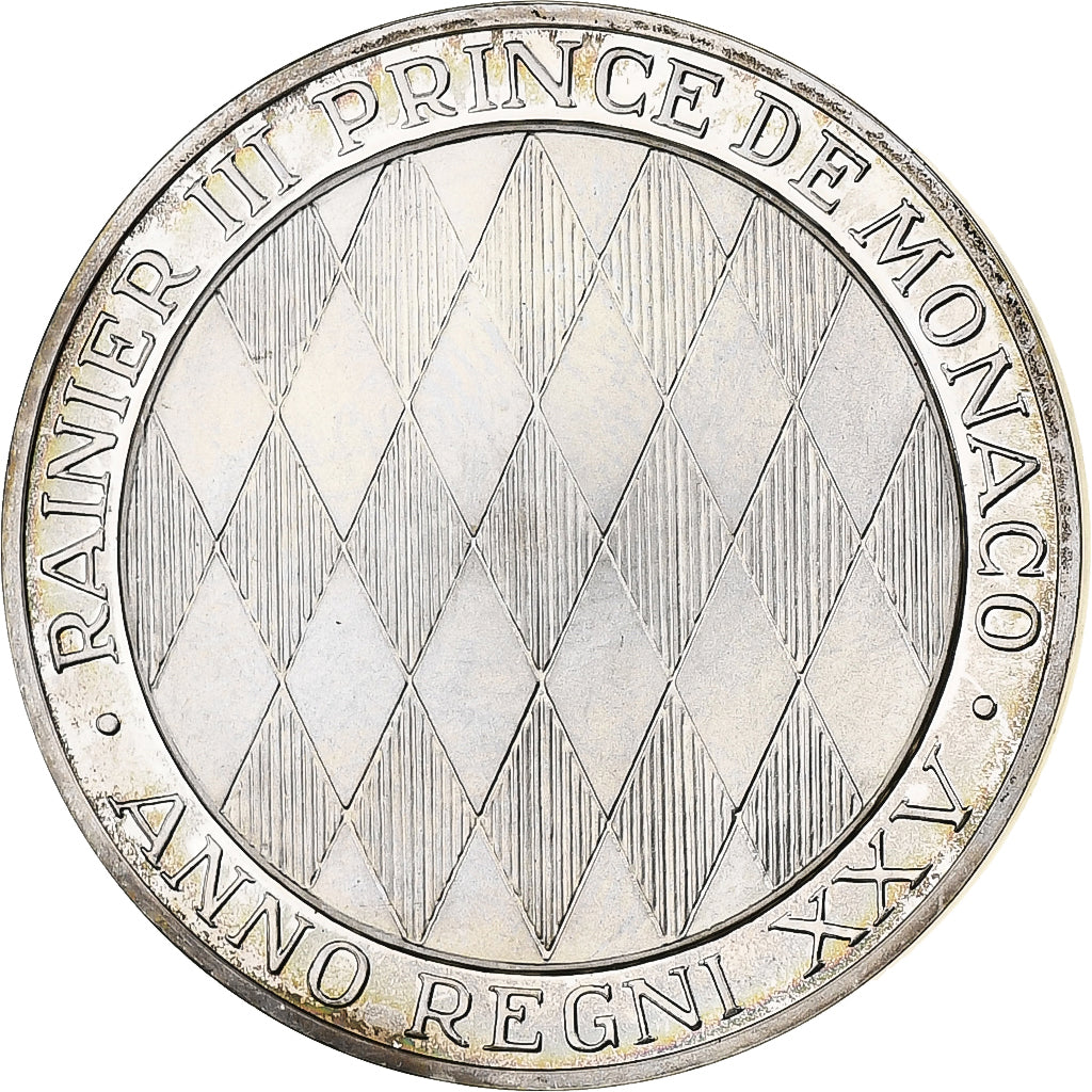 Monaco, Médaille, 25 years of Rainier III's reign, 1974, Argent, SUP+, BE