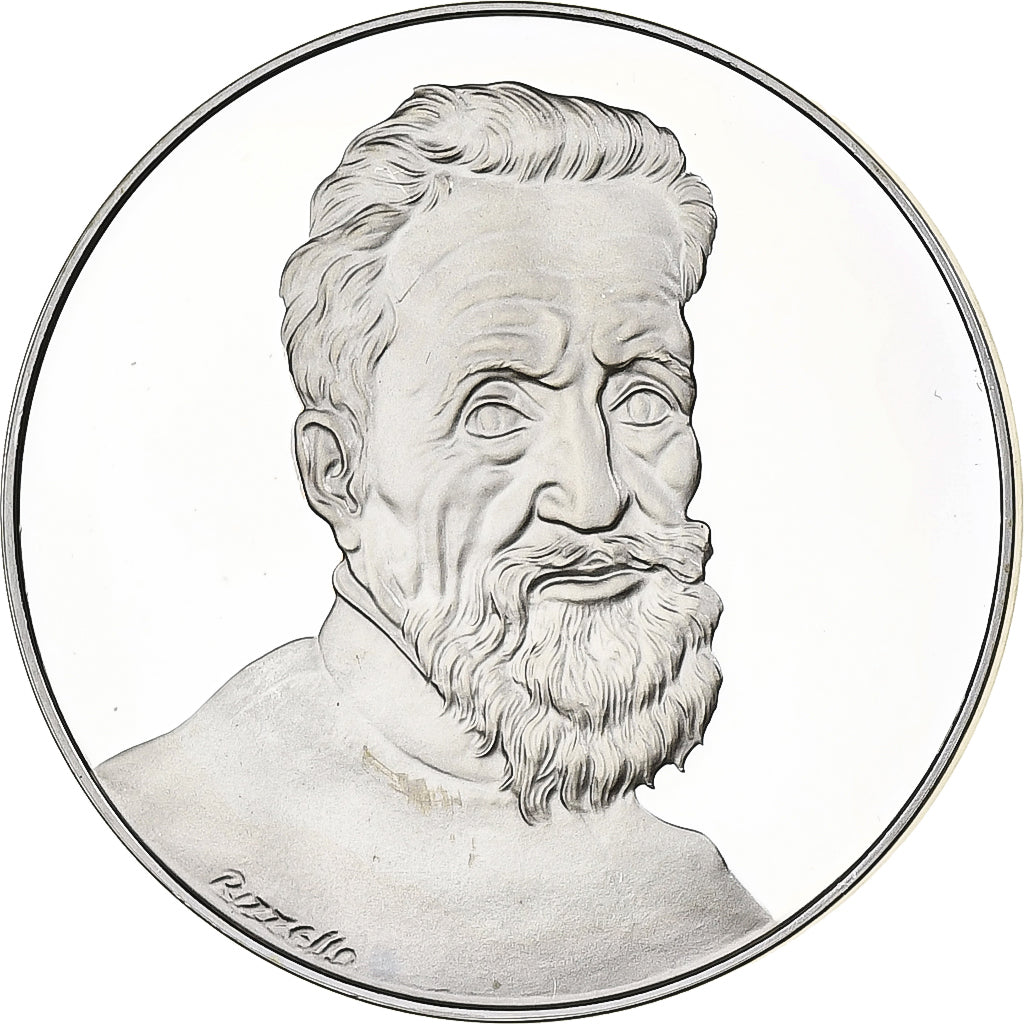 Italie, Médaille, 500e Anniversaire - Michel-Ange, 1975, Argent, SUP+