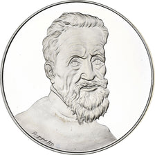 Italy, Medal, 500th Anniversary - Michelangelo, 1975, Silver, MS(60-62)