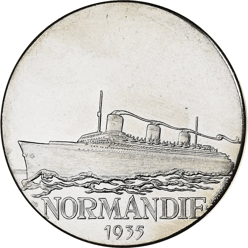 France, Medal, Les Grands Transatlantiques, Normandie, Copper-nickel
