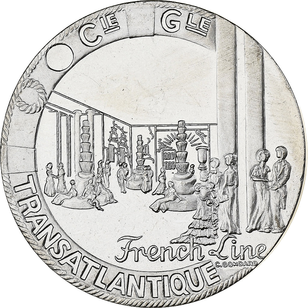France, Medal, Les Grands Transatlantiques, Normandie, Copper-nickel