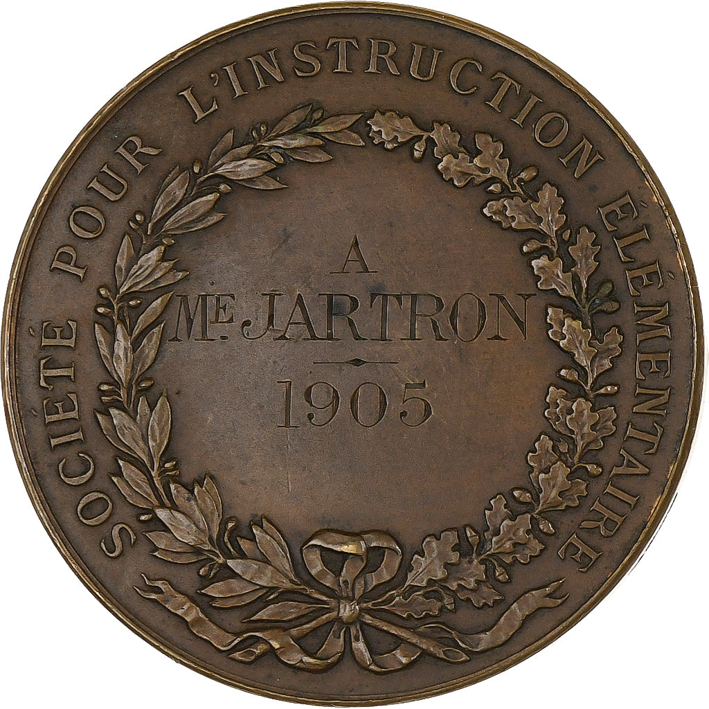 France, Médaille, Société pour l'Instruction Elémentaire, 1905, Bronze, SUP