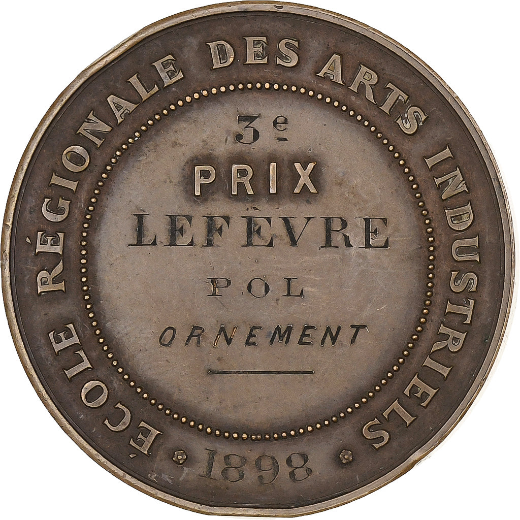 France, Médaille, Ecole Régionale des Arts Industriels de Reims, 1898, Bronze