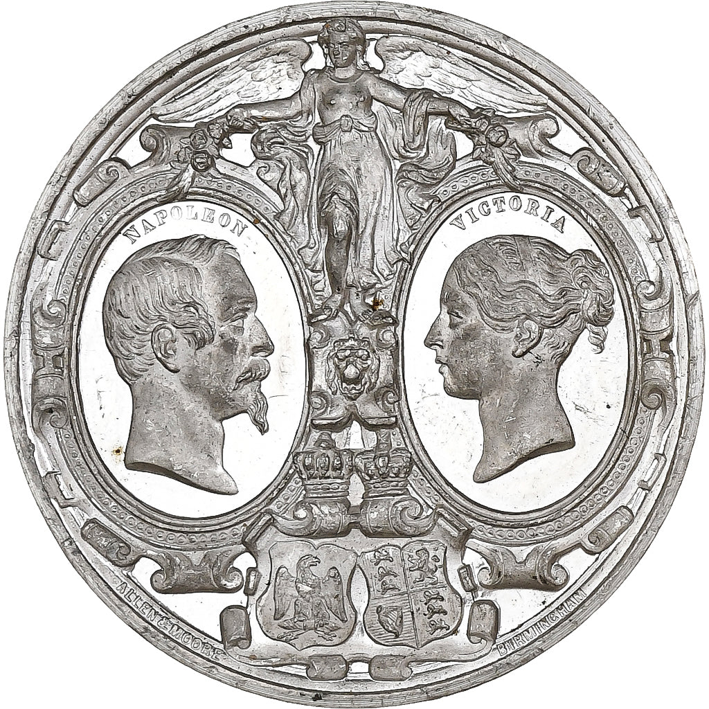 France, Médaille, Napoléon III et Victoria, Visite en Angleterre, 1855, Étain