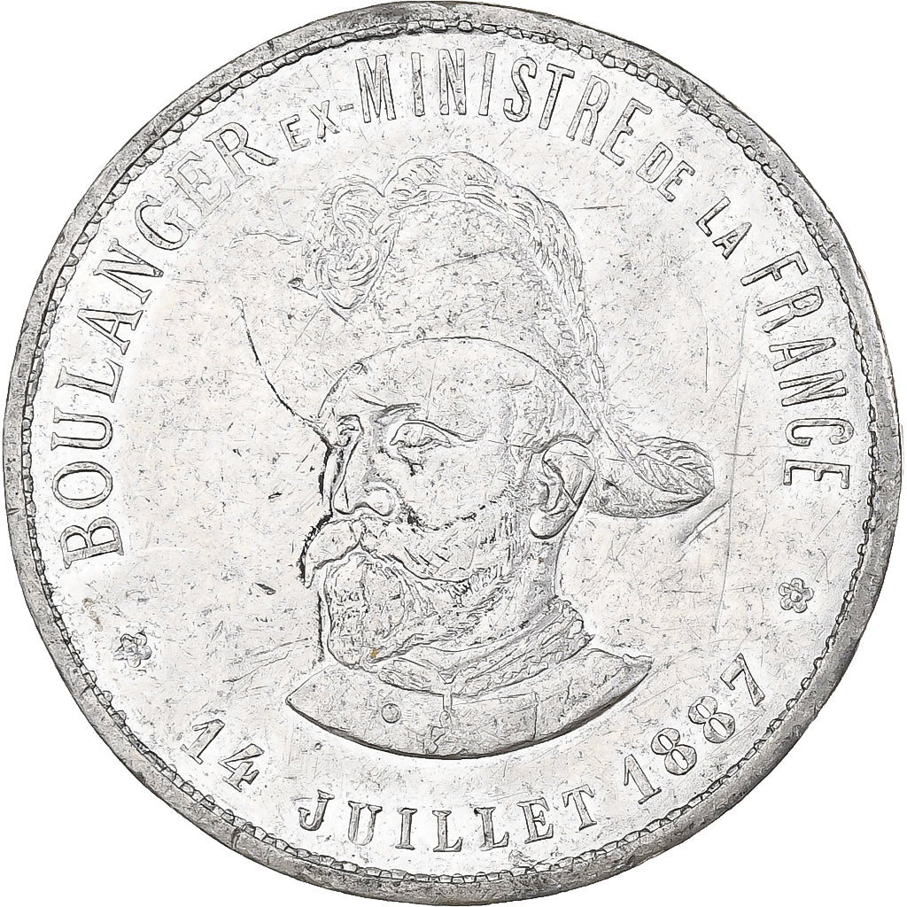France, Boulangiste Medal, Général Boulanger, Hercule, 1887, Tin, VF(30-35)