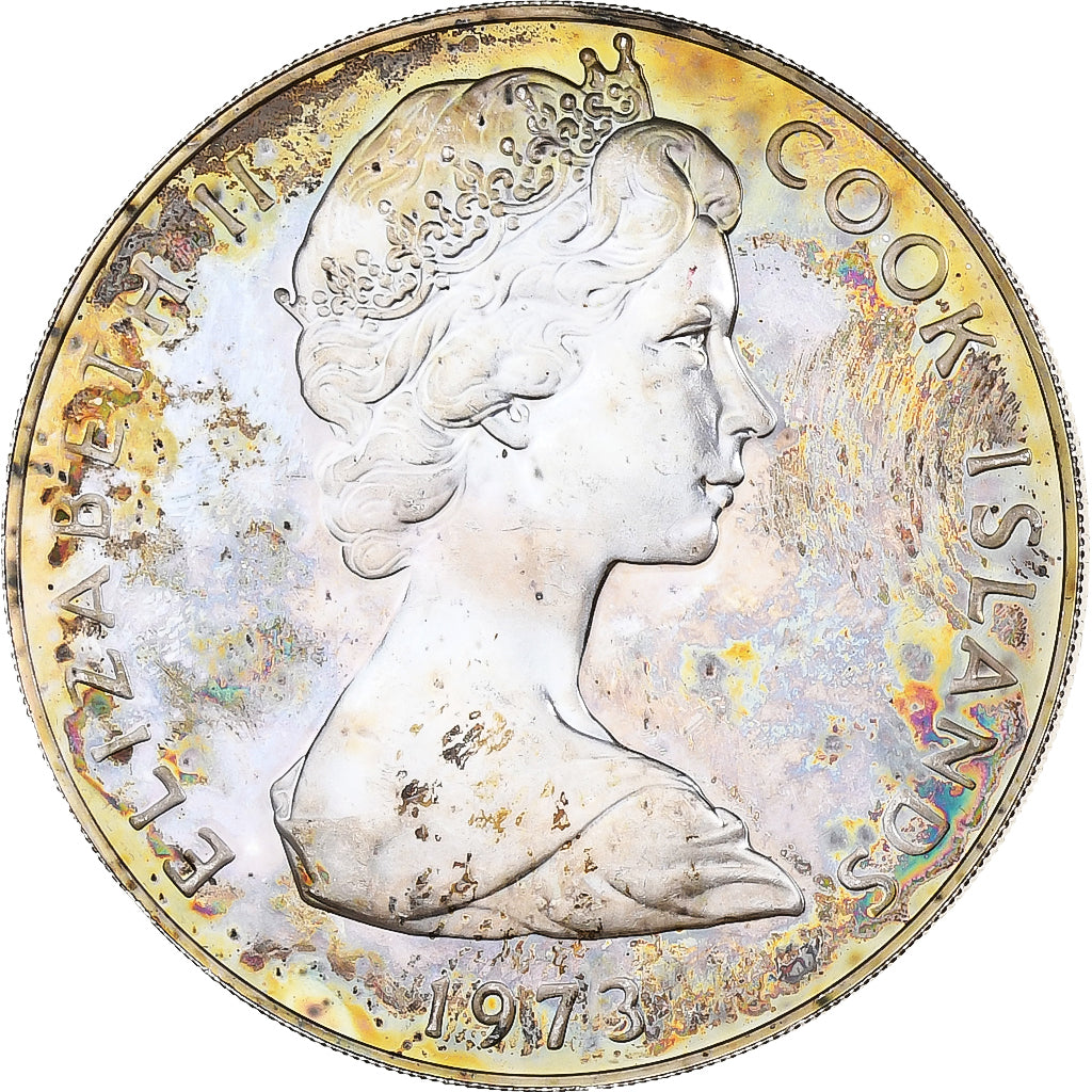 Ilhas Cook, Elizabeth II, 2 Dollars, 20th Anniversary - Coronation, 1973, Proof