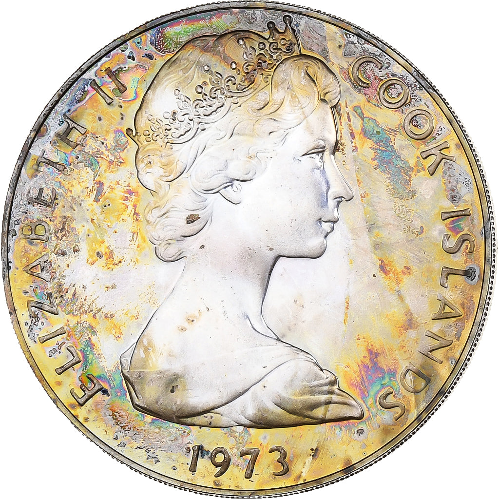 Cook Islands, Elizabeth II, 2 Dollars, 20th Anniversary - Coronation, 1973