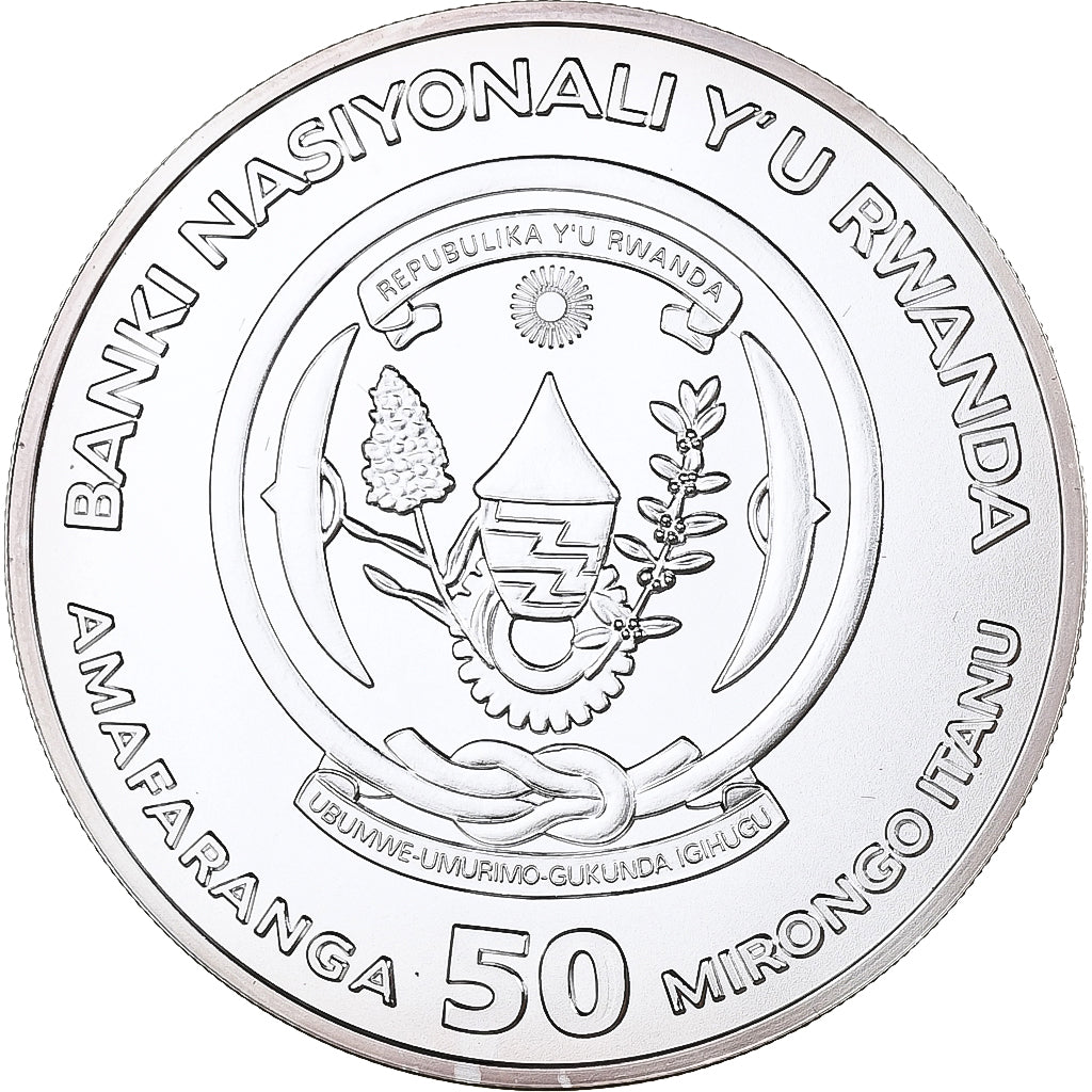 Ruanda, 50 amafaranga, Gorilla, 2008, Karlsfeld, Plata, FDC, KM:46