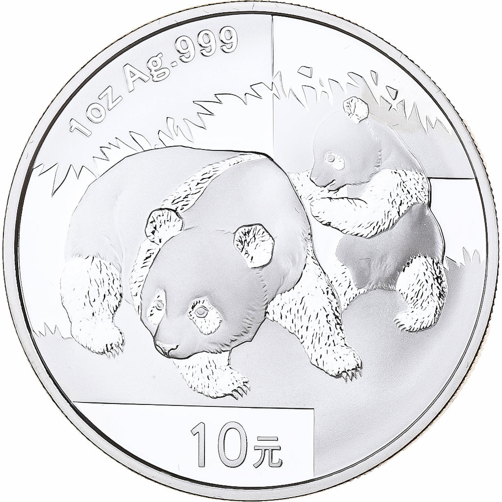 China, 10 Yüan, Panda, 2008, Plata, FDC