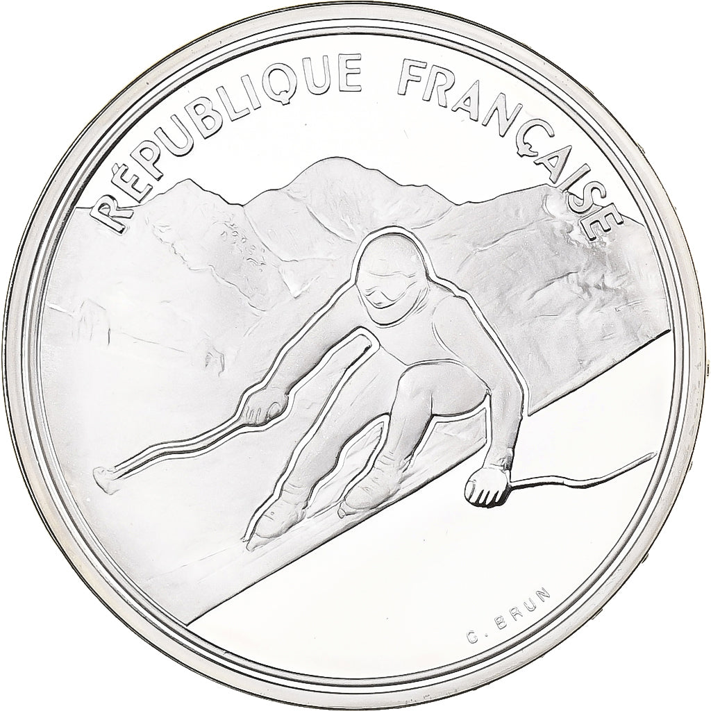 Frankreich, 100 Francs, 1992 Olympics, Albertville, Alpine Skiing, 1989, MDP