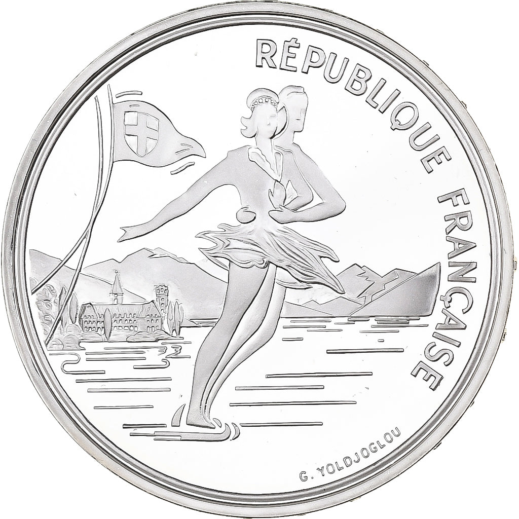 France, 100 Francs, 1992 Olympics, Albertville, Ice Skating, 1989, MDP, Silver